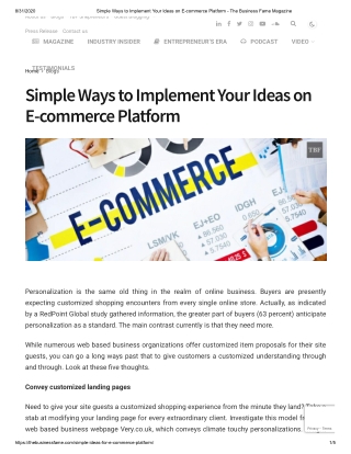 Simple Ways to Implement Your Ideas on E-commerce Platform