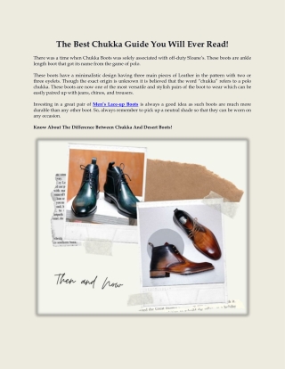 The Best Chukka Guide You Will Ever Read!