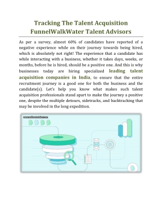 Tracking The Talent Acquisition Funnel - WalkWater Talent Advisors