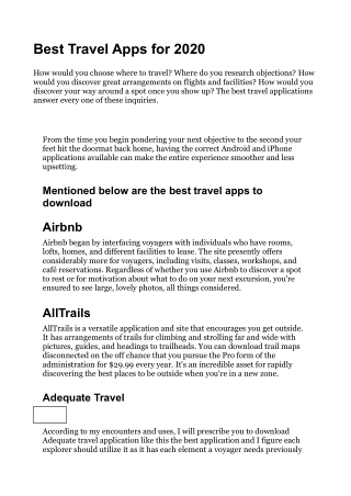 Best travel apps of 2020