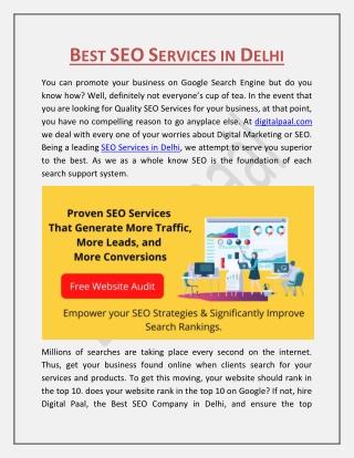 Best SEO Services in Delhi, SEO Expert Company in Delhi | digital paal