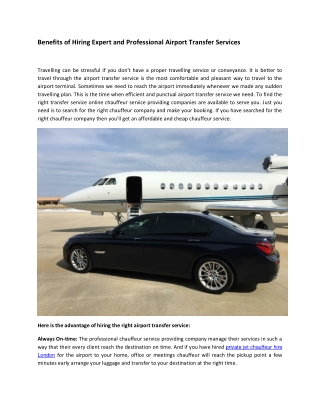 Benefits of Hiring Expert and Professional Airport Transfer Services