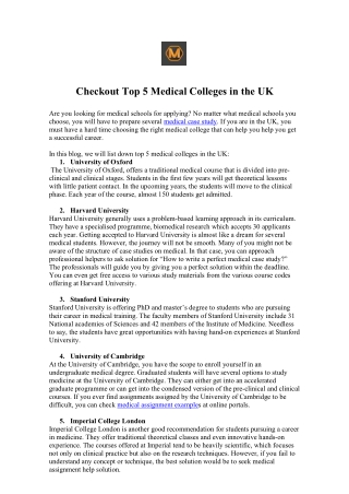 Checkout Top 5 Medical Colleges in the UK