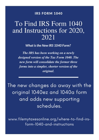 Find IRS Form 1040 and Instructions