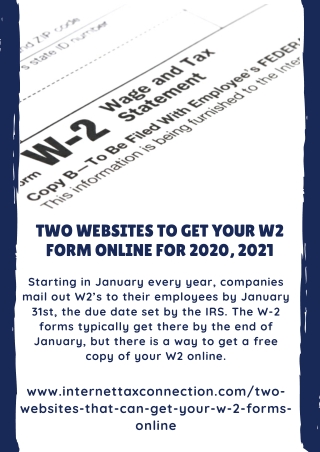 Two Websites To Get Your W2 Form Online