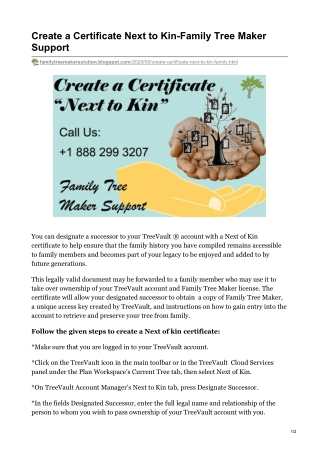 Create a Certificate Next to Kin-Family Tree Maker Support