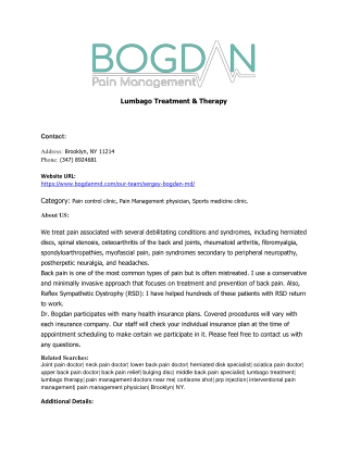 Lumbago Treatment & Therapy