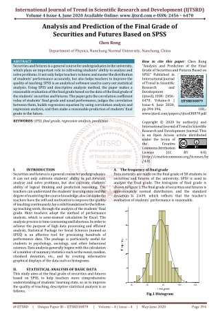 Analysis and Prediction of the Final Grade of Securities and Futures Based on SPSS