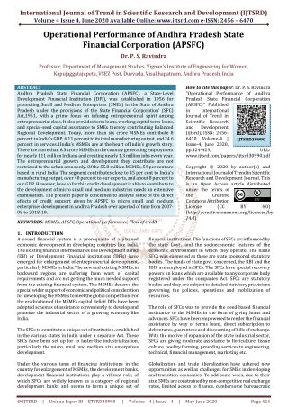 Operational Performance of Andhra Pradesh State Financial Corporation APSFC