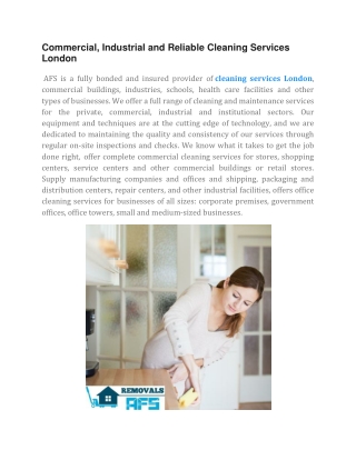 Commercial, Industrial and Reliable Cleaning Services London