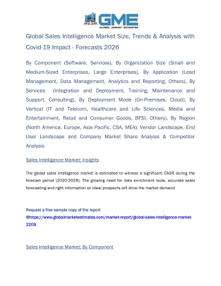 Global Sales Intelligence Market Size, Trends & Analysis with Covid-19 Impact - Forecasts 2026