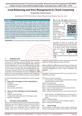 Load Balancing and Data Management in Cloud Computing