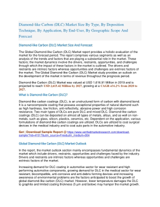 Diamond-like Carbon (DLC) Market Size By Type, By Deposition Technique, By Application, By End-User, By Geographic Scope