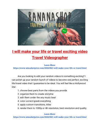 I will make your life or travel exciting video - Travel Video Editor, travel video maker