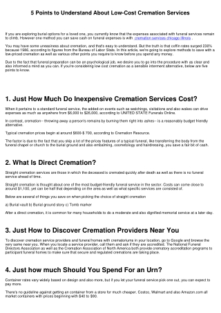 5 Things to Understand About Low-Cost Cremation Providers