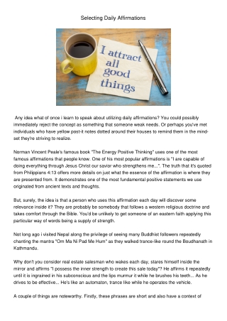 Selecting Daily Affirmations