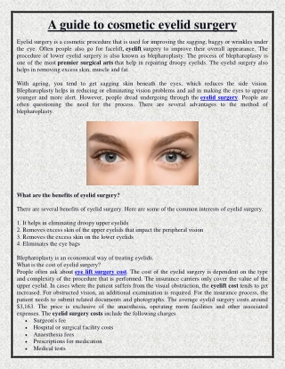 A guide to cosmetic eyelid surgery