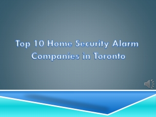 Top 10 Home Security Alarm Companies in Toronto