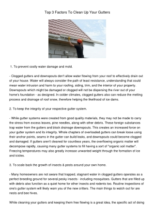 Top 3 Factors To Clean Your Gutters