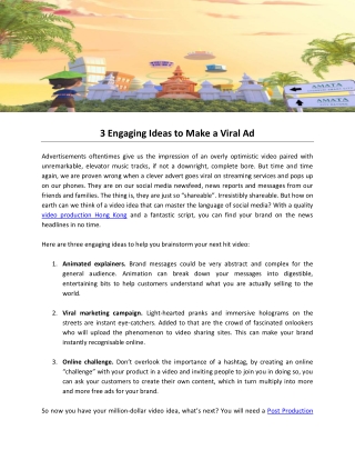 3 Engaging Ideas to Make a Viral Ad