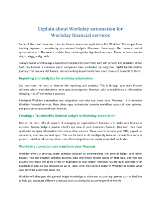 Explain about Workday automation for Workday financial services