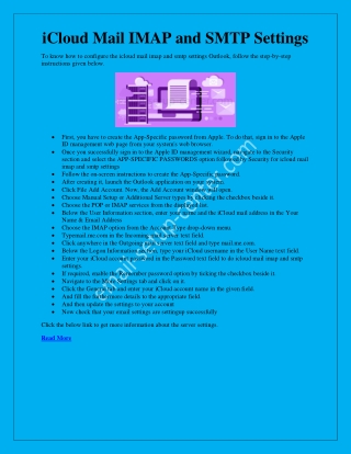 iCloud IMAP And SMTP Server Settings