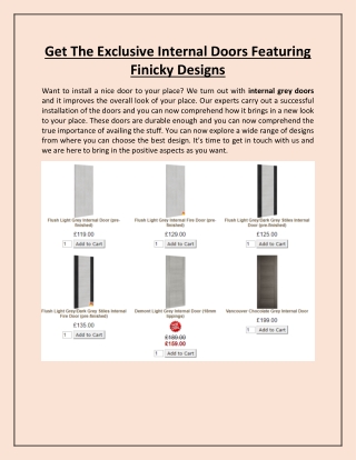 Get The Exclusive Internal Doors Featuring Finicky Designs