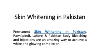 Skin Whitening in Pakistan