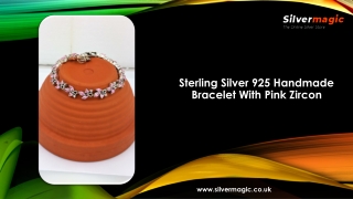 Sterling Silver 925 Handmade Bracelet With Pink Zircon