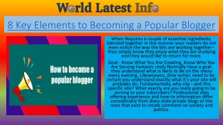 8 Key Elements to Becoming a Popular Blogger