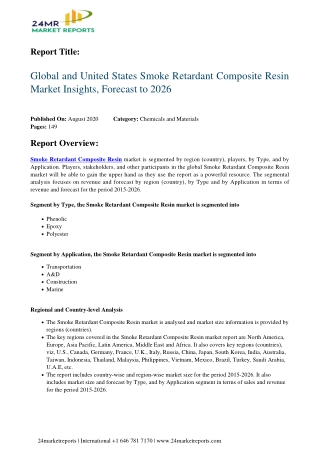 Smoke Retardant Composite Resin Market Insights, Forecast to 2026