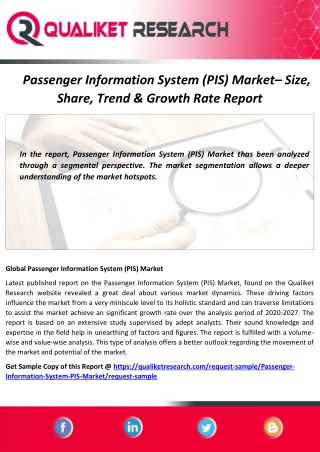 Global Passenger Information System (PIS) Market Top 5 Competitors, Regional Trend, Application, Marketing Strategy, Out