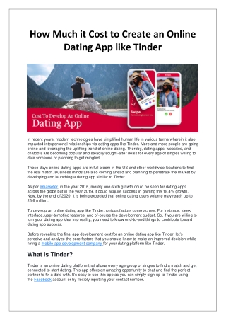 How Much Does It Cost To Develop An Online Dating App Like Tinder