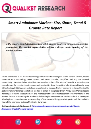 Global Smart Ambulance Market  Assessment, Opportunities, Insight, Trends, Key Players – Analysis Report to 2027