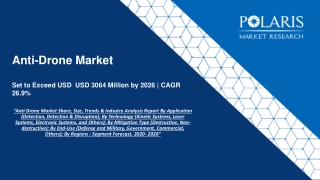 The anti-drone market is expected to grow from USD 3064 million by 2026 tat a CAGR of 26.9%.