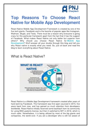 Top Reasons To Choose React Native for Mobile App Development