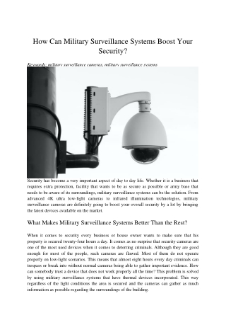How Can Military Surveillance Systems Boost Your Security?