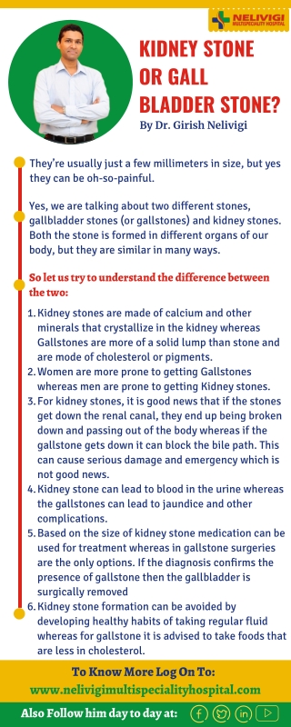 Kidney Stone Or Gall Bladder Stone | Best Urology Centre in Bangalore | Nelivigi Multispecaility Hospital