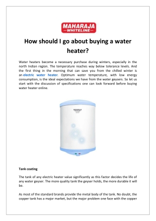 How should I go about buying a water heater?