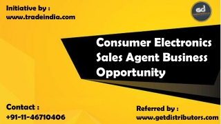 Consumer Electronics Sales Agent Business Opportunity in India