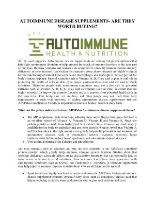 Autoimmune Disease Supplements- Are they Worth buying?