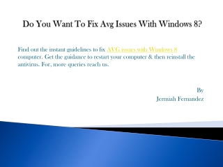 Do You Want To Fix Avg Issues With Windows 8?