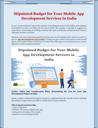 Stipulated Budget for Your Mobile App Development Services in India