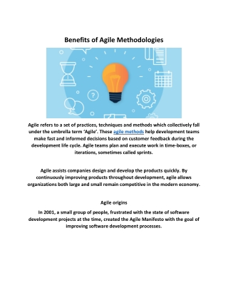 Benefits of agile methodologies