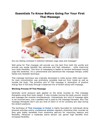 Essentials To Know Before Going For Your First Thai Massage