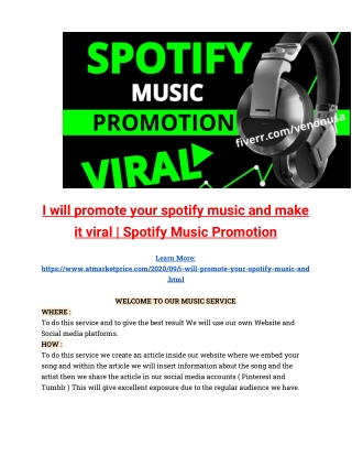 I will promote your spotify music and make it viral - spotify music promotion