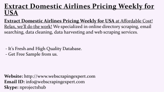 Extract Domestic Airlines Pricing Weekly from USA