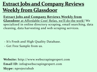 Extract Jobs and Company Reviews Weekly from Glassdoor