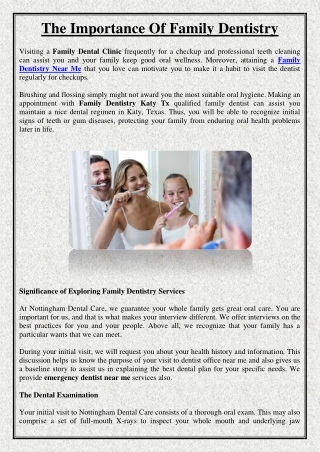 The Importance Of Family Dentistry