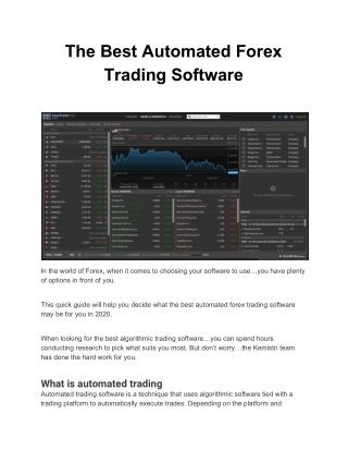 The Best Automated Forex Trading Software